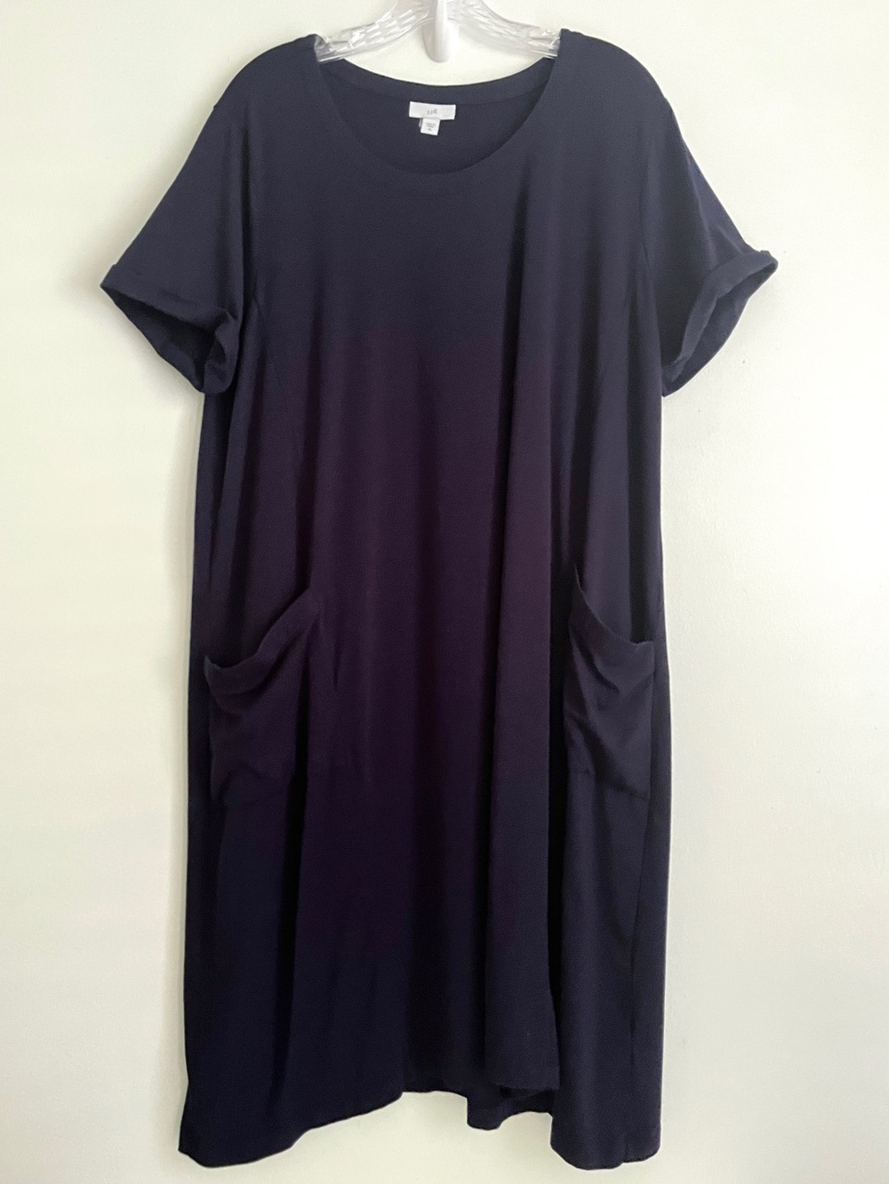 J. Jill Dress Women’s L Navy Blue T-Shirt Shift Pockets Lagenlook Casual Comfort